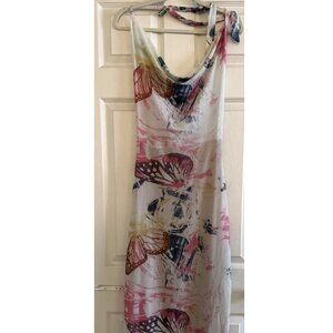 Sexy halter neck pile collar dress waist slimming backless printed long skirt